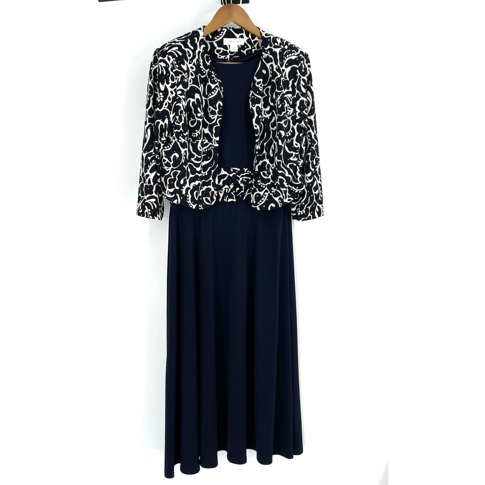 Christopher & Banks Women Size 10 Blue Dress & Jacket With Sequins Dressy Lined